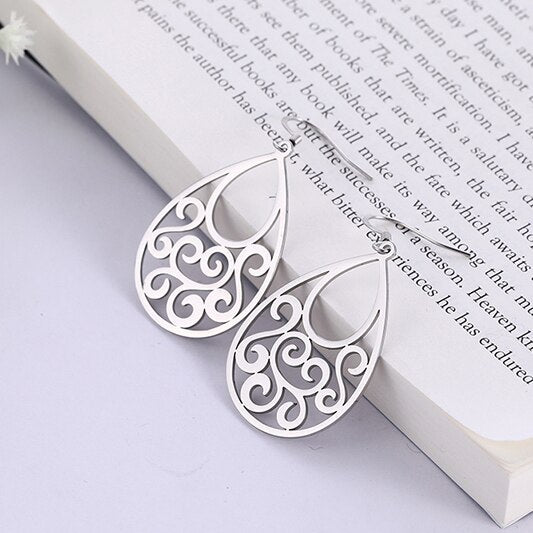 VINTAGE FLOWER FILIGREE DROP EARRINGS