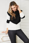 TORY TWO-TONE RIB-KNIT SWEATER