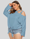 BUCKLE UP BEAUTY COLD-SHOULDER TOP