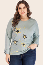 STAR PRINT DROPPED SHOULDER TOP