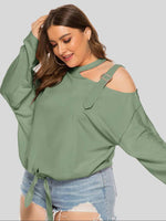 BUCKLE UP BEAUTY COLD-SHOULDER TOP