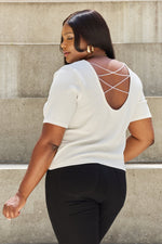 PEARLY WHITE CRISS CROSS OPEN BACK TOP