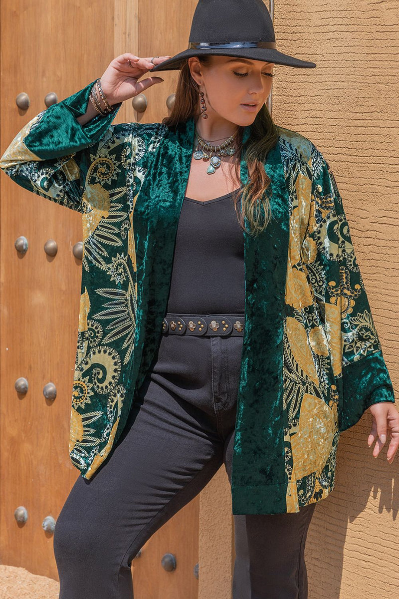 EMERALD ISLES OPEN FRONT BOHO CARDIGAN