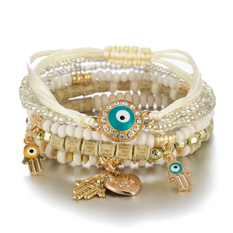 BEADED HAMSA EYE BRACELET