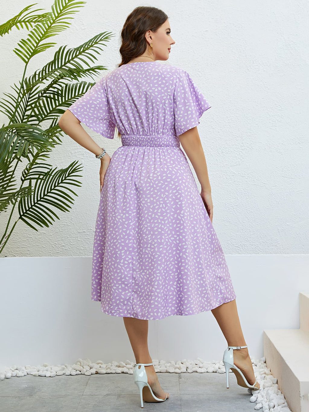 LAVENDER SKIES SURPLICE DRESS