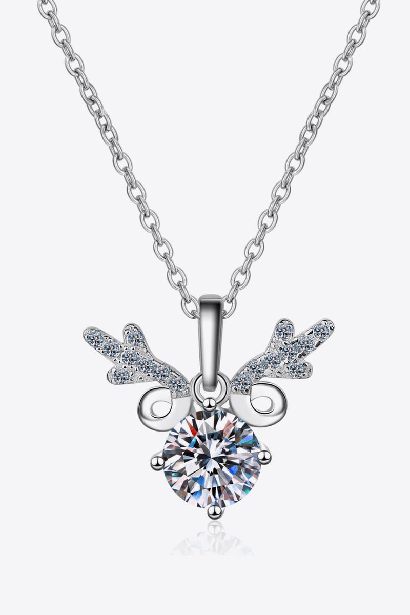 MOISSANITE 925 STERLING SILVER REINDEER NECKLACE