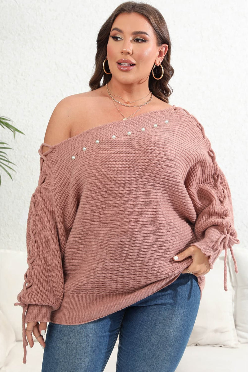 KIERAN ONE SHOULDER BEADED SWEATER