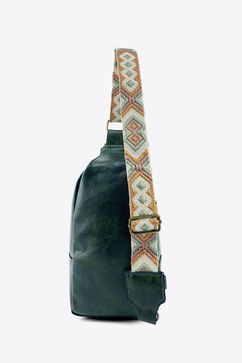 RANDOM PATTERN PU LEATHER SLING BAG