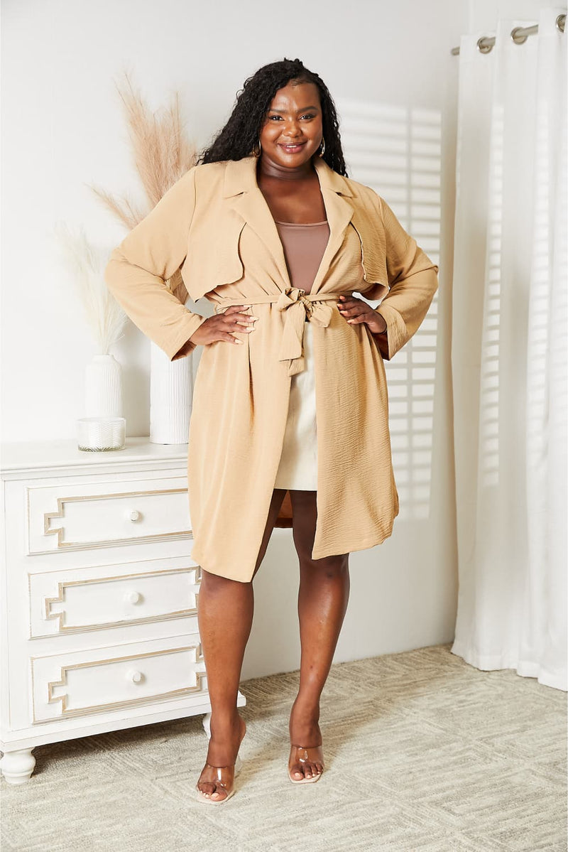 KIERSTEN TIED TRENCH COAT W/POCKETS