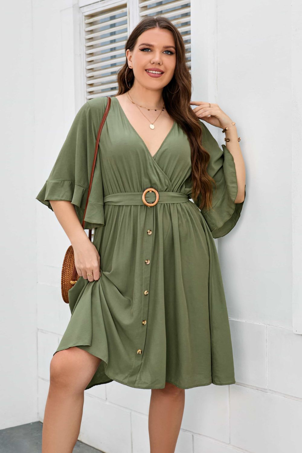 MOSS MAVEN HALF-SLEEVE DRESS