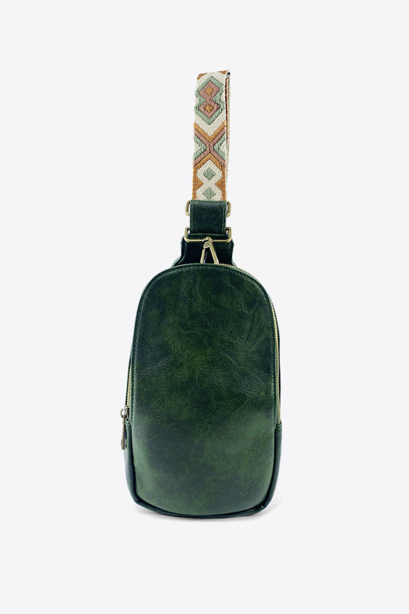 RANDOM PATTERN PU LEATHER SLING BAG