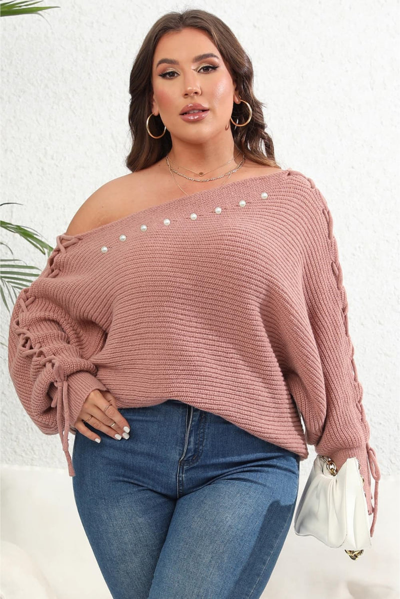 KIERAN ONE SHOULDER BEADED SWEATER