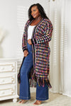 DOUBLE TAKE OPEN FRONT FRINGE HEM CARDIGAN