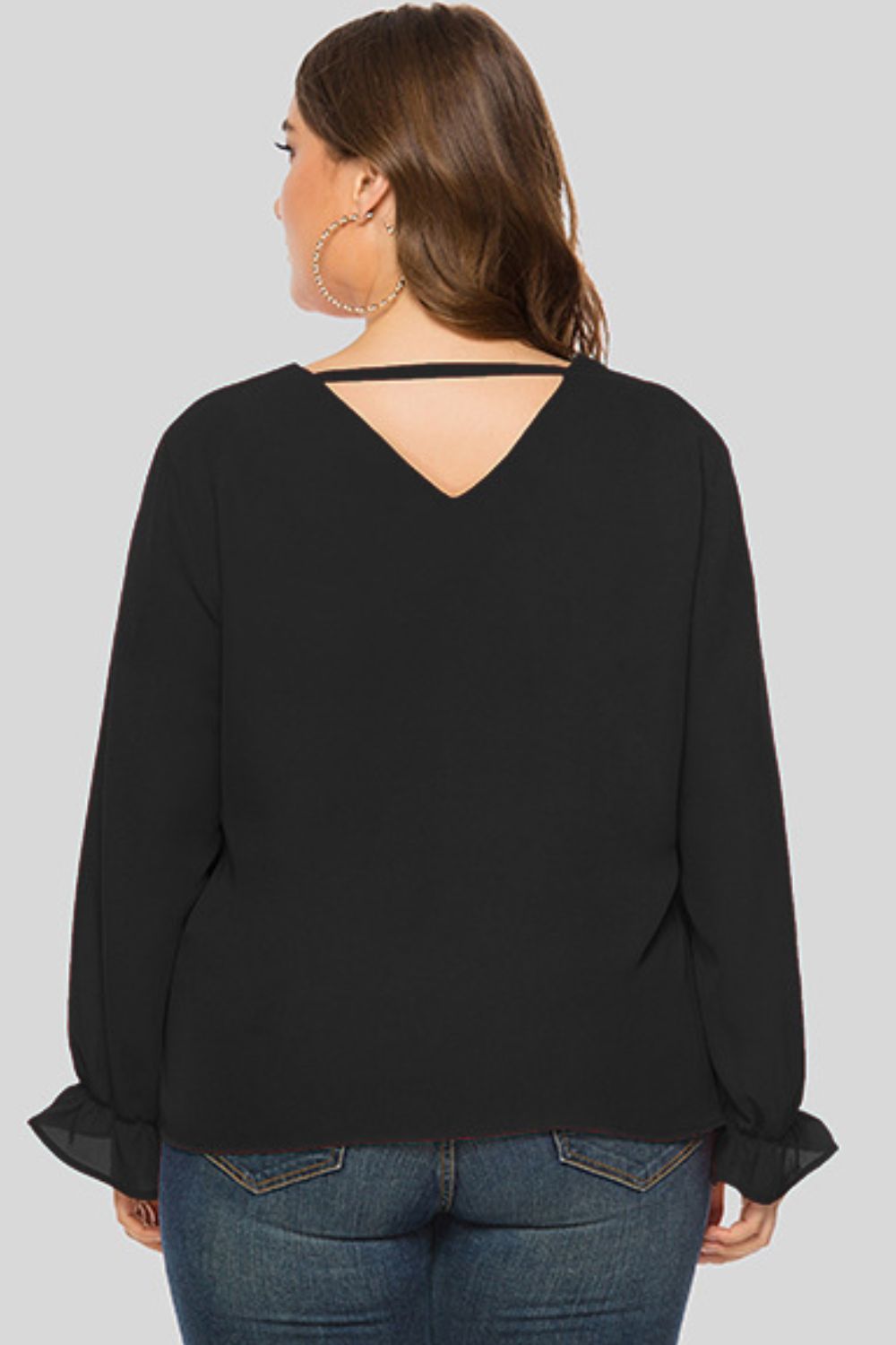 CUTOUT FLOUNCE SLEEVE TOP