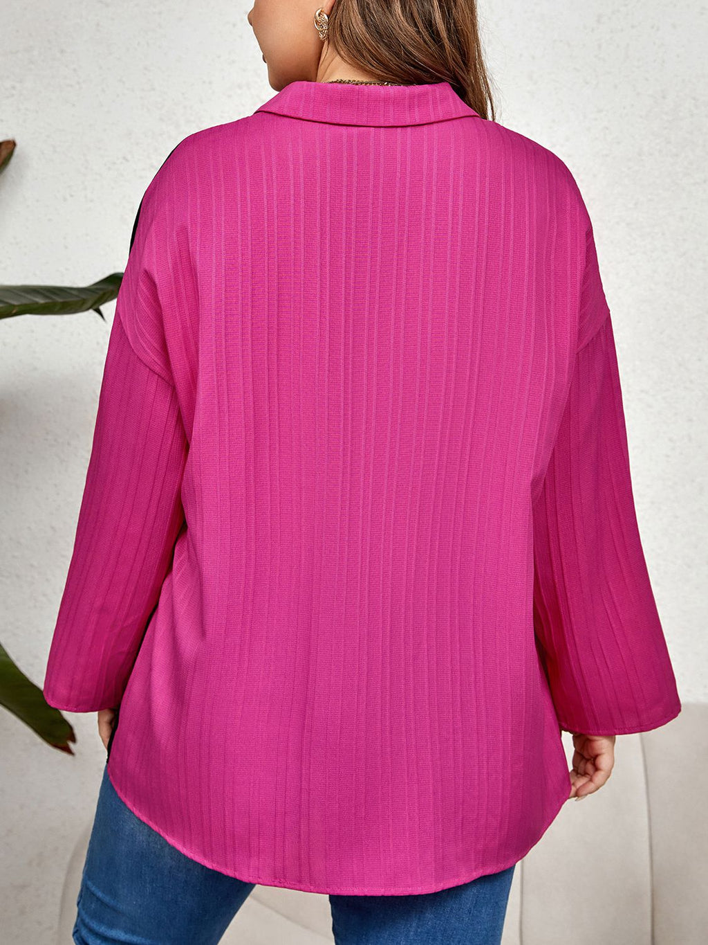 KALINA CONTRAST ROLL-TAP SLEEVE TOP